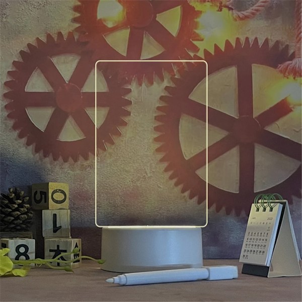 Transparent Lysande LED Natt Ljus USB Lysande Akryl Natt Ljus Raderbar Skriv Meddelande Tavla Kalender Skrivbord Ornament