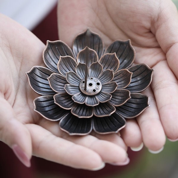 Røgelse Brænder Reflux pind Røgelse holder Hjem buddhisme Dekoration Spole Rægelseskar Med Lotus Blomst Form