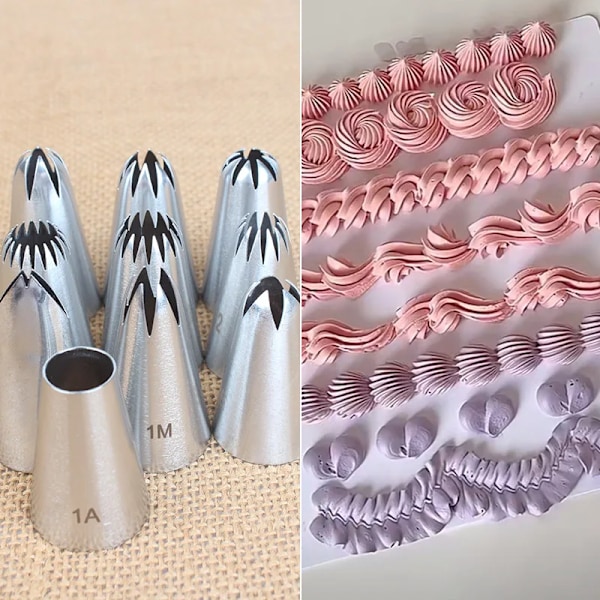 10 stykker Rør Dyser Sæt Rustfrit Stål Icing Dyser