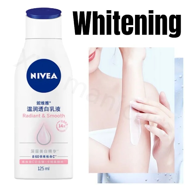 125ml Nivea Whitening Kroppsmelk Letter Tørr Hud Peeling Fukterer Hud Generer