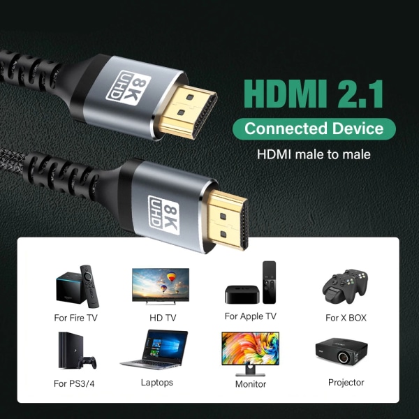 8K HDMI kaapeli 4K120Hz 8K 60Hz HDMI 2.1 kaapeli 48Gbps sovitin