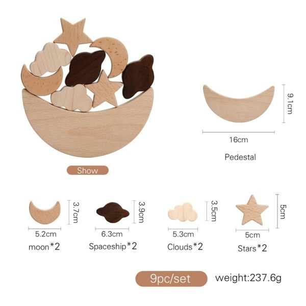Montessori tre leker for baby stjerner måne balanse blokker brett spill pedagogiske leker