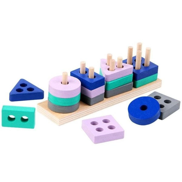 Montessori Legetøj Træ Byggeklodser Tidlig læring Pædagogisk Legetøj Farve Form Match Børn Puslespil Legetøj