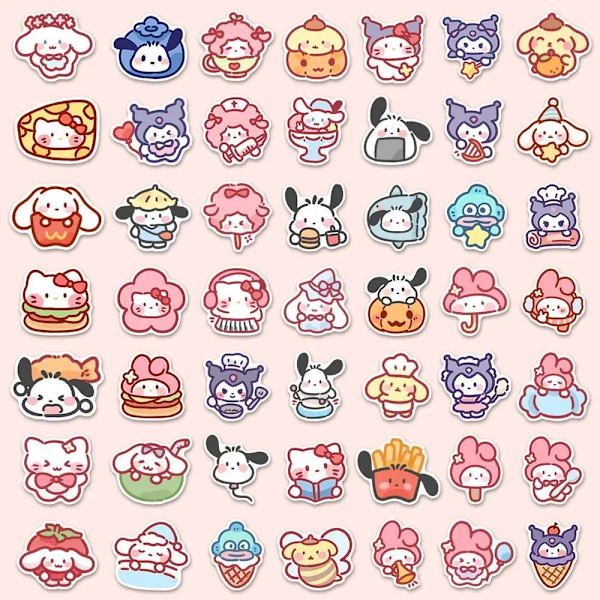 Söpö sarjakuva Sanrio tarrat 100 kpl My Melody Kuromi käsilaukku