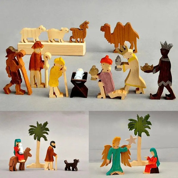 Jul Fødsel Set Klassisk Fødsel Figurer Midtpunkt Dekorasjon Fødsel Scene Tre Ornamenter