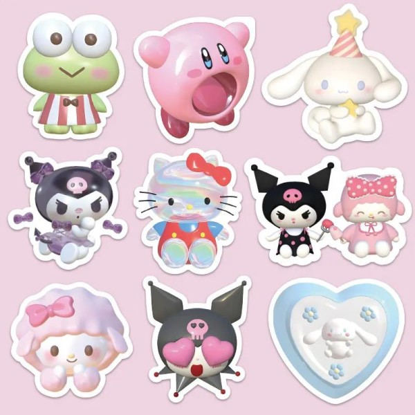 50 kpl 3D stereoskooppinen Sanrio tarra sarjakuva söpöt tytöt koriste vedenpitävät anime tarrat