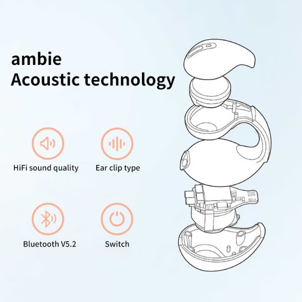 Örhänge Trådlöst Bluetooth1:1Ambie Ljud Earcuffs Ear Bone Conduction  Hörlurar
