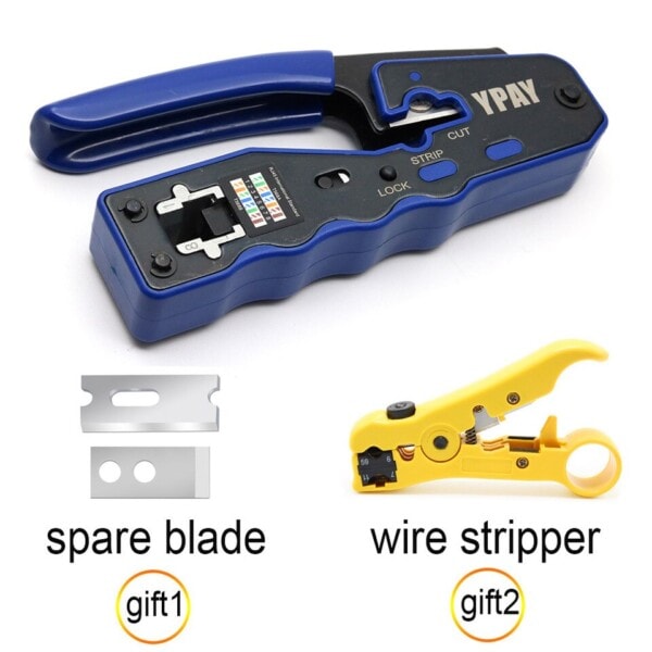 Rj45 crimper nettverk verktøy tang cat5 cat6 8p rg rj 45 ethernet kabel stripper pressing wire klemme