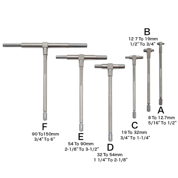 6 bitar set teleskop mätare set mikrometer mätning borrning ingenjörer kit 8-150 mm härdat verktyg stål precision teleskop mätare