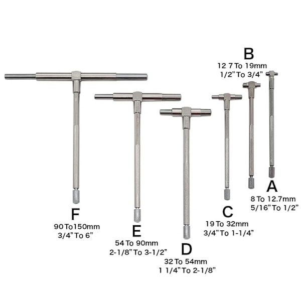 6 stykker sæt teleskop måler sæt mikrometer mål boring ingeniører kit 8-150 mm hærdet værktøj stål præcision teleskop mål