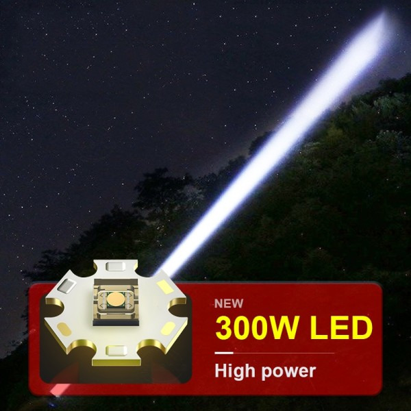 Kraftfull LED Ficklampa USB Uppladdningsbar Ficklampa Ljus Hög Power Ficklampa Taktisk Lantern Lång Shot Hand Lampa
