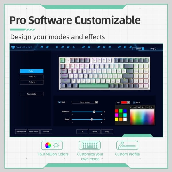 Mekanisk Tastatur Gaming Tastatur Kablet Tastatur Hot Swappable 94 keys RGB Light Mac Windows