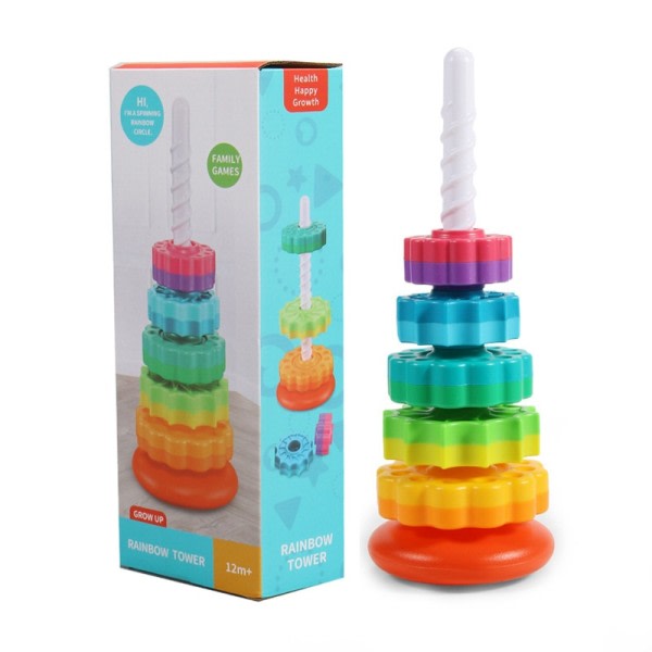 Baby stabelbare tårn regnbue tårn leketøy stor størrelse farge form montessori pedagogisk spill stabling ring