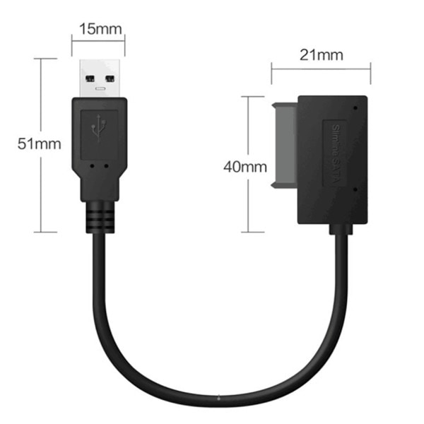 PzzPss USB 2.0 Mini Sata II 7+6 13Pin sovitin muunnin kaapeli kannettavalle CD/DVD ROM Slimline asema muunnin HDD Caddy