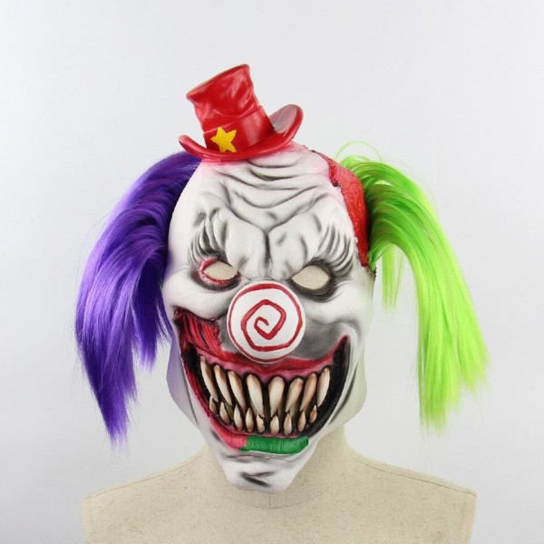 Skräck Clown Latex Mask Skrämmande Grimace Vuxen Full Huvud för Halloween Maskerad Fest Dräkt Cosplay Rekvisita