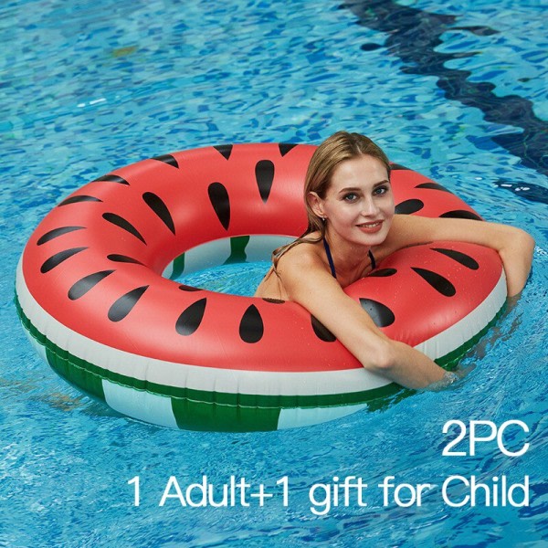 Vannmelon mønster voksen barn svømmering 2stk oppblåsbar madrass svømmebasseng flytende ring S