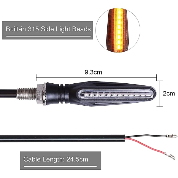 2 Styks Universal LED Motorcykel Turn Signal Lys 12v IP68 Vandtæt Rav Blinker Indikator Blinker Bag lygter Lampe Tilbehør