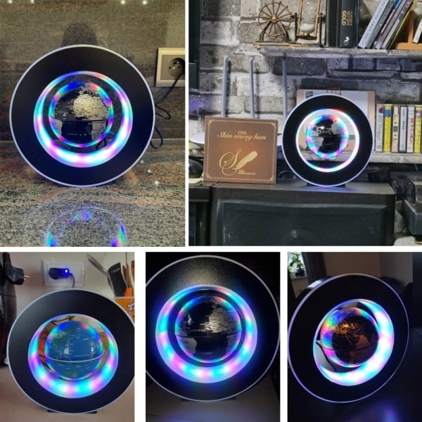 Magnetisk Levitasjon Globe LED Verden Kart Roterende Globe Lys Nattbord Lys