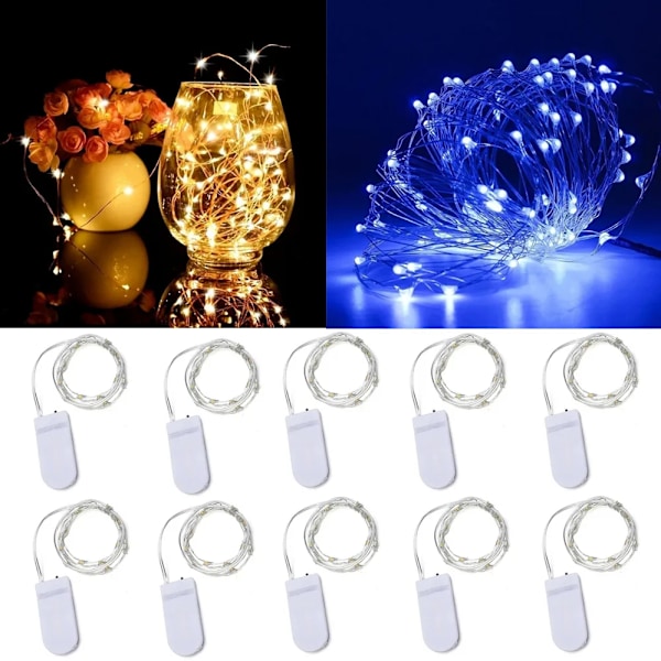 10 stycken koppar tråd LED snöre ljus semester fe ljus
