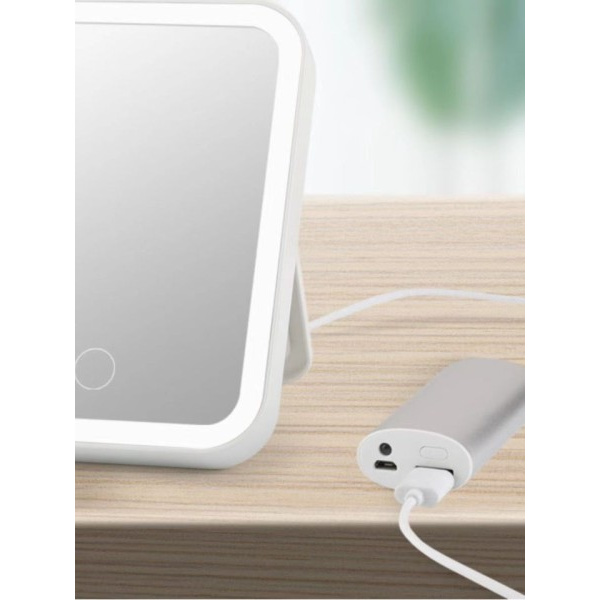 USB Oppladbar Bærbar Kompakt LED Vanity Speil med Touch Screen Dimming Sminke Speil