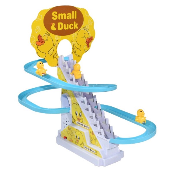 Räls racing spår elektrisk liten anka klättring trappor leksak gris action figurer leksaker