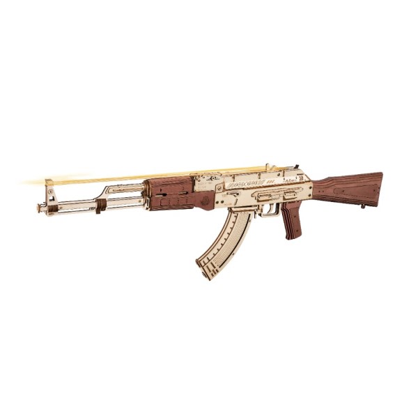 Automatisk riffel AK47 3D træ pistol sjovt gør-det-selv byggeklods legetøj