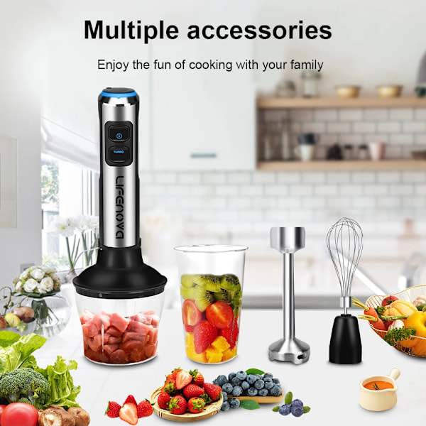 1500W 4 i 1 Elektrisk Stick Hand Kommersiell Blender Mat Processor Ägg Visp Blandare Juicer Kött Kvarn