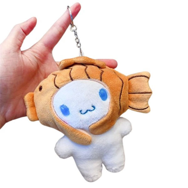 Nøkkelring Søt Cinnamoroll Plysj Leker Nøkkelring Anime Fylt Plushie Dukke Anheng Nøkkelringer