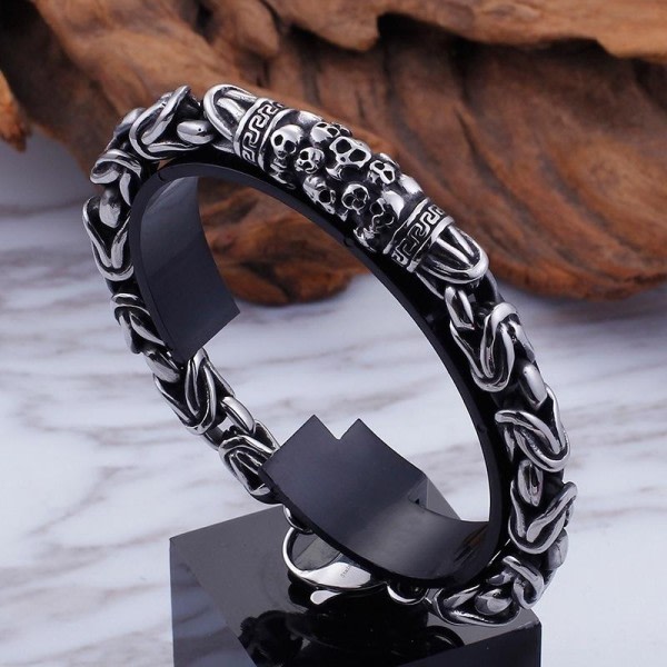 Gotisk stil Silver Färg Dödskalle Kedja Armband för Män Rock Party Smycken Biker armband