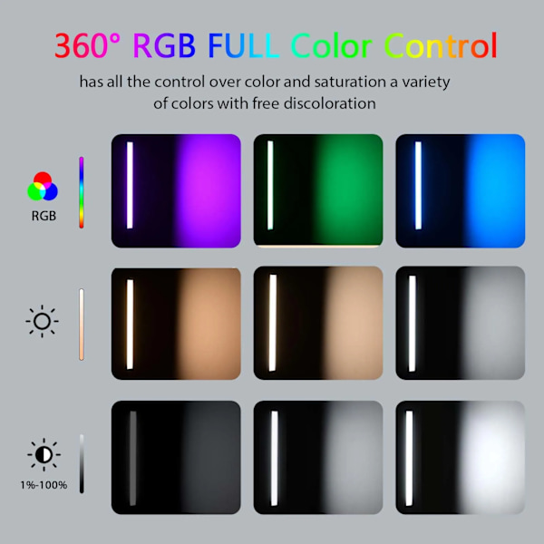 RGB Video Lys Stick Wand Party Fargerike LED Lampe Fill Lys Med Stativ Stativ