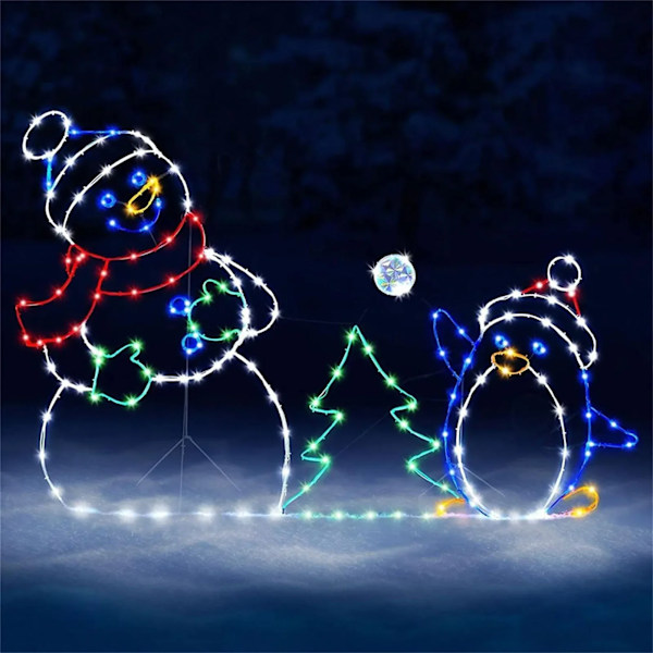 LED Gräsmatta Lampor Snöboll Fight Aktiv Ljus Snöre Ram Dekor Semester Fest Jul