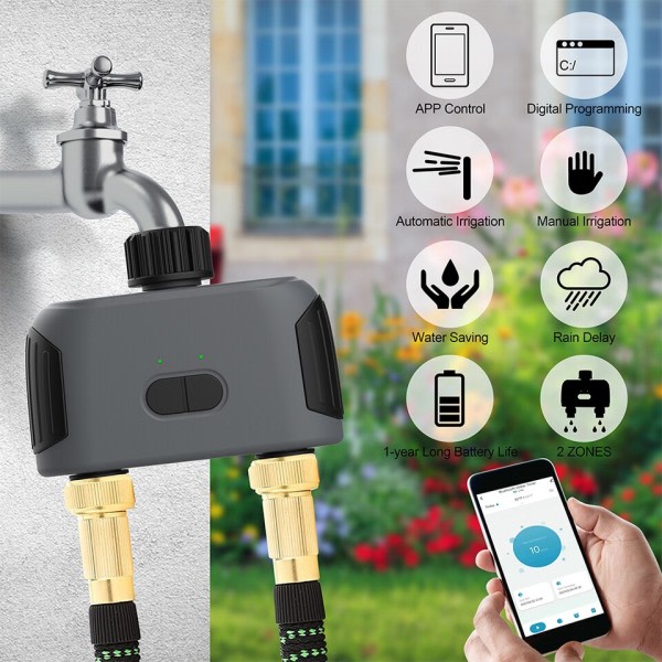 2-vägs vatten timer smart magnet ventil automatisk bevattning