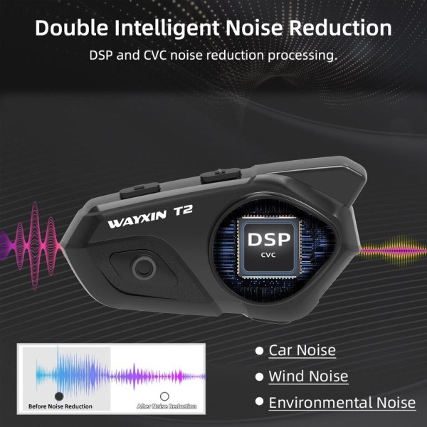 Bluetooth Intercom Motorcykel Hjelm Headset For 2 Rider Intercom Motos Interphone BT 5.0