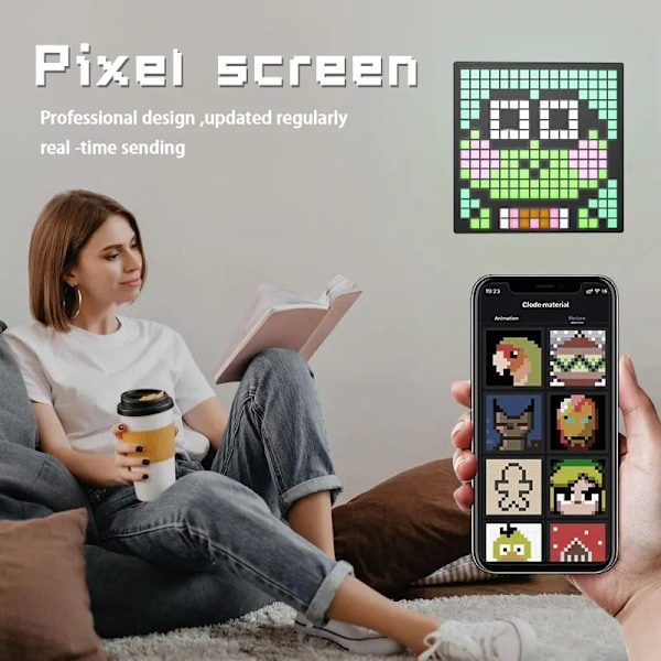 LED Pixel Display APP Kontrol Programmerbar Nat Lys Gør det selv Tekst Mønster Animation Til Hjem Dekoration