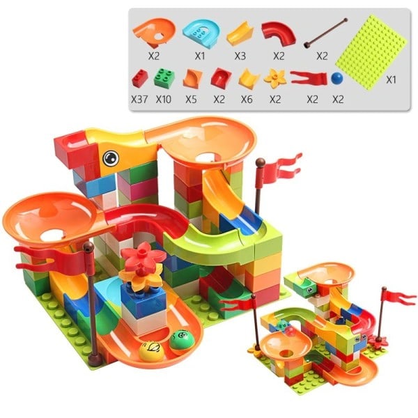 Marmor Race Løb Big Blok Kompatibel by Bygningsblokke Tragt Slide Blocks DIY Big Bricks Legetøj