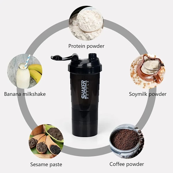 3 lag ryster protein flaske pulver shake kop vand flaske plastik blanding kop
