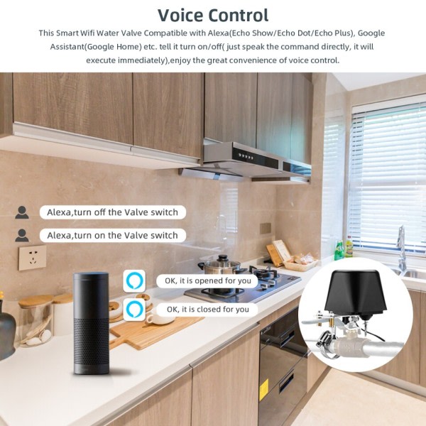 Smart Alexa Google ZigBee WiFi Vatten Valve Avstängning Timer Sprinkler Controller
