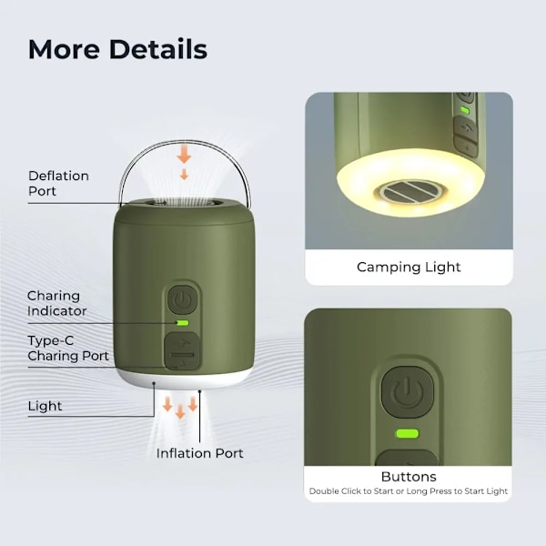 Elektrisk Luft Pumpe Ultralight Bærbar Nano Pumpe 2 Oppladbart Batteri