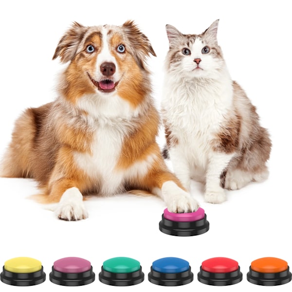 4 bitar Inspelningsbara Hund Träning Knappar Med Ljus Djur Interaktiv Hund Katt Djur träning Summer