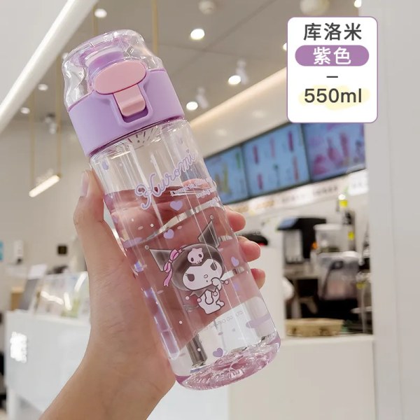 Kawaii Sanrio Vann flaske Kuromi Cinnamoroll Tegneserie Anime Glass Kopp Sleeve Leker