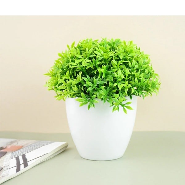 Konstgjorda växter krukor grönt bonsai små träd gräs växter kruka prydnad falska blommor