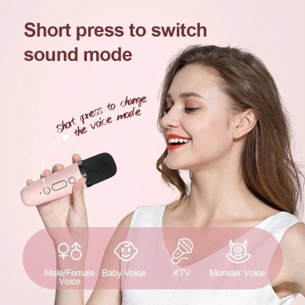 Mini karaoke maskin för barn och vuxna bärbar högtalare med 1-2 trådlös mikrofon