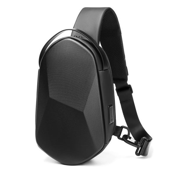 Herr's Bryst väska Mode Ny Enfärgad Färg USB Utomhus Casual One Skulder Crossbody Handväskor