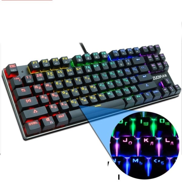 Spel Mekaniskt Tangentbord Blå Rött Switch USB RGB/Mix Bakgrundsbelyst Trådbundet Tangentbord 87/104 Anti-ghosting