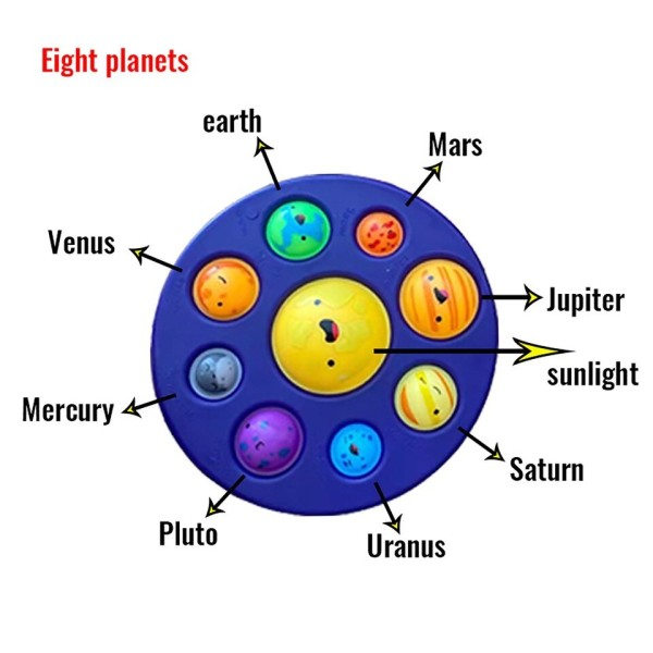Kids Eight Planets Simple dimmer bubbles Fun Kid Fidget Toys Antistress Toy