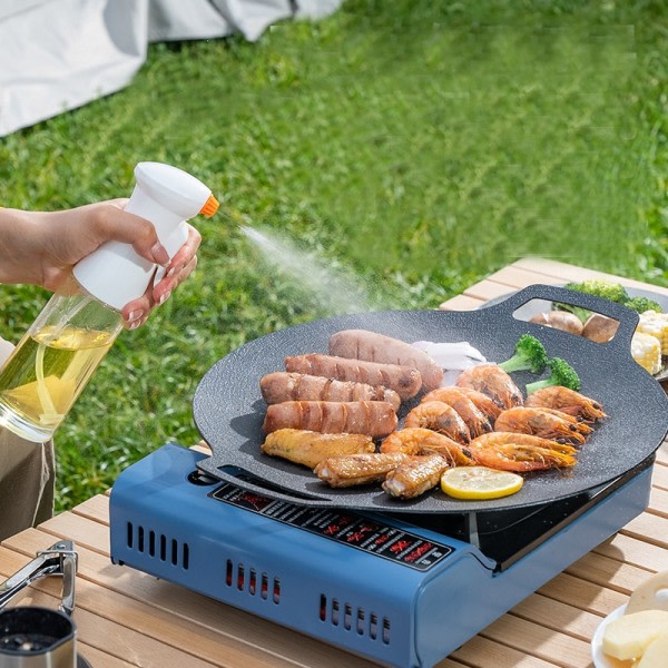 Grill Panna Koreansk Rund Non-Stick Grill Tallrik Utomhus Resa Camping Stekning Panna