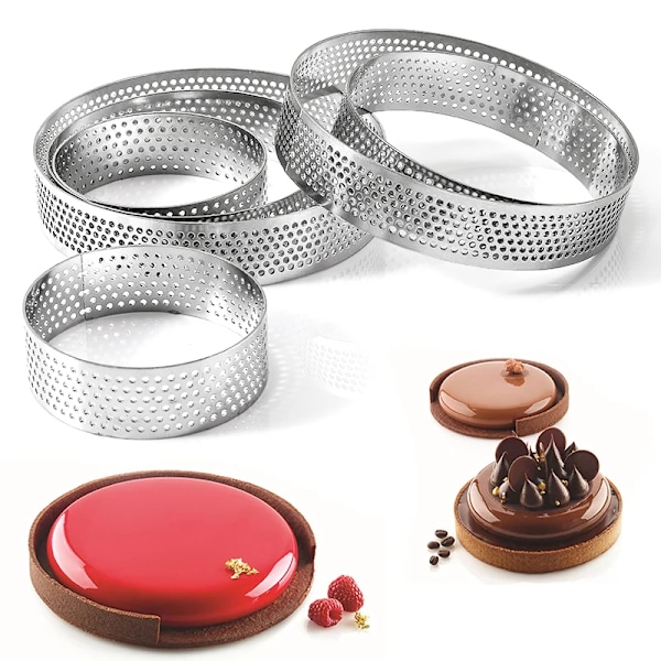 3 kpl 6 8 19 cm rei'itetty pyöreä tortti rengas ruostumaton teräs hedelmä piirakka tartlet muotti