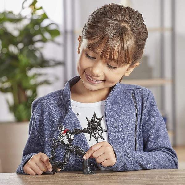 Venom Action Figur for Child 6-Inch Flexible Figur med Web Tillbehör Marvel Bend och Flex Venom Toy