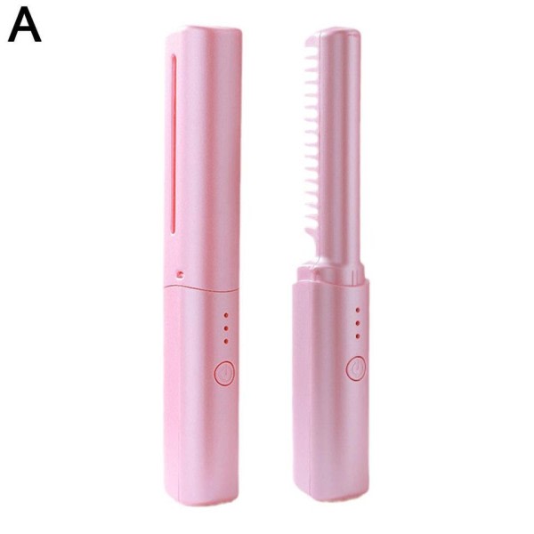 Wireless Professional Hår Rightener Curler Comb Rask Opvarming Negative Ion Rightening Curling Brush