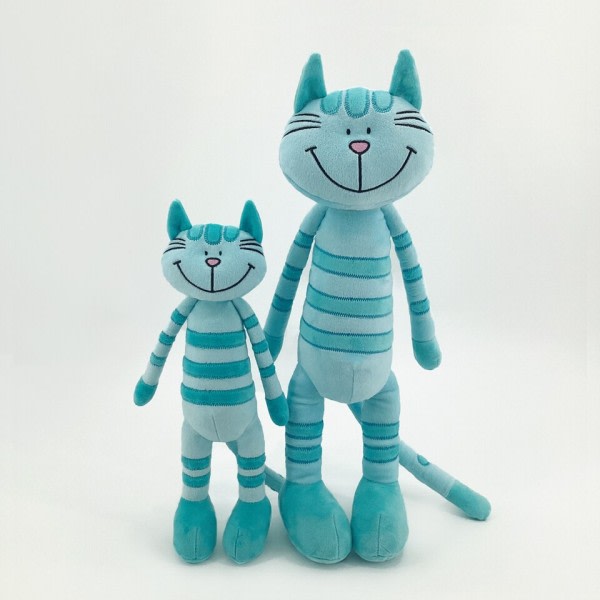 Blå kat ca. 45 cm pude plys dukke legetøj til  børn